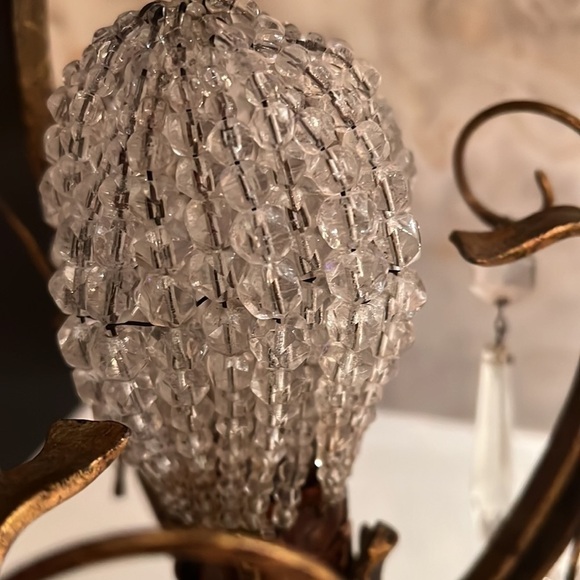 Vintage Hollywood Regency 18” Table Lamp Glass Prism Tole Metal - Gold Gilt - Picture 7 of 15